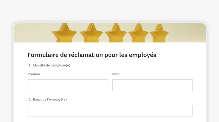 Capture d’écran du modèle de formulaire SurveyMonkey de réclamation pour les employés