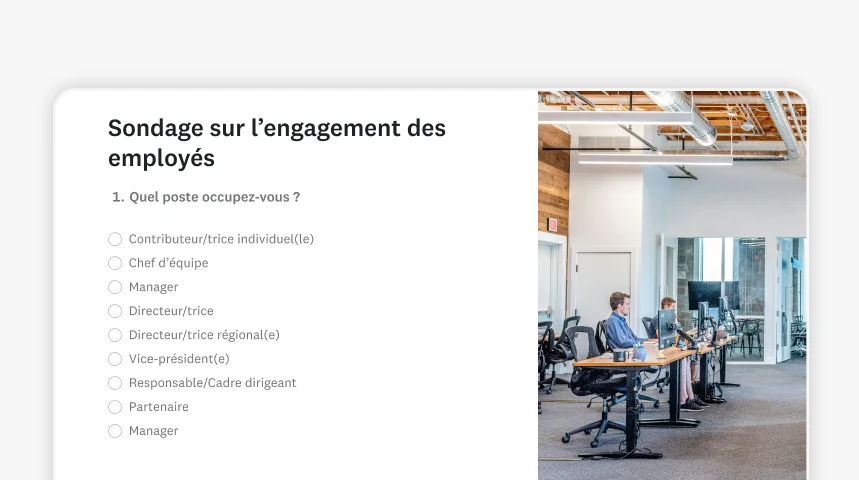 Capture d’écran d’un modèle de sondage SurveyMonkey sur l’engagement des employés