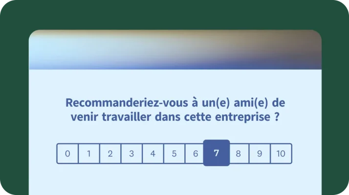 Un sondage eNPS® (employee Net Promoter Score®) adressé à des employés, avec une échelle de 0 à 10