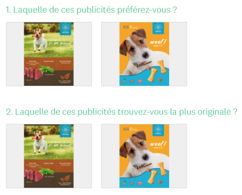 Choix d’images pour test de publicité