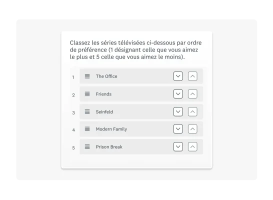 Exemple de question de type Classement