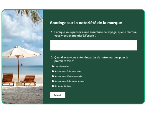 Capture d’écran d’un sondage sur la notoriété de la marque
