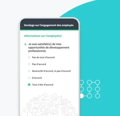 Capture d’écran d’un sondage mobile sur un smartphone