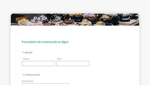 Capture d’écran du modèle de formulaire de commande en ligne SurveyMonkey