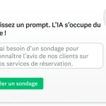 Capture d’écran de l’IA de SurveyMonkey invitant l’utilisateur à saisir un prompt pour créer un sondage automatiquement.