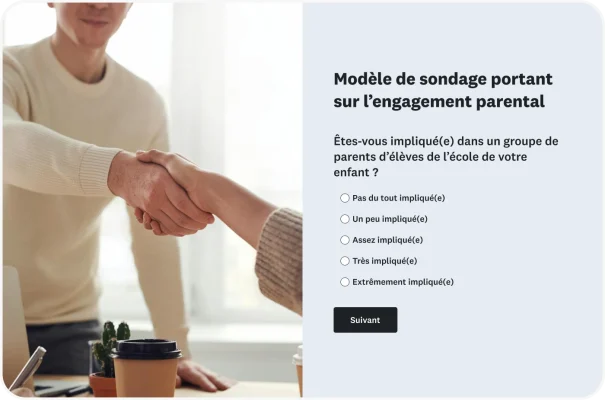 Sondage de parents d’élèves demandant : « Êtes-vous impliqué(e) dans un groupe de parents d’élèves de l’école de votre enfant ? »
