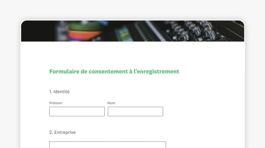 Capture d’écran du formulaire de consentement à l’enregistrement de SurveyMonkey