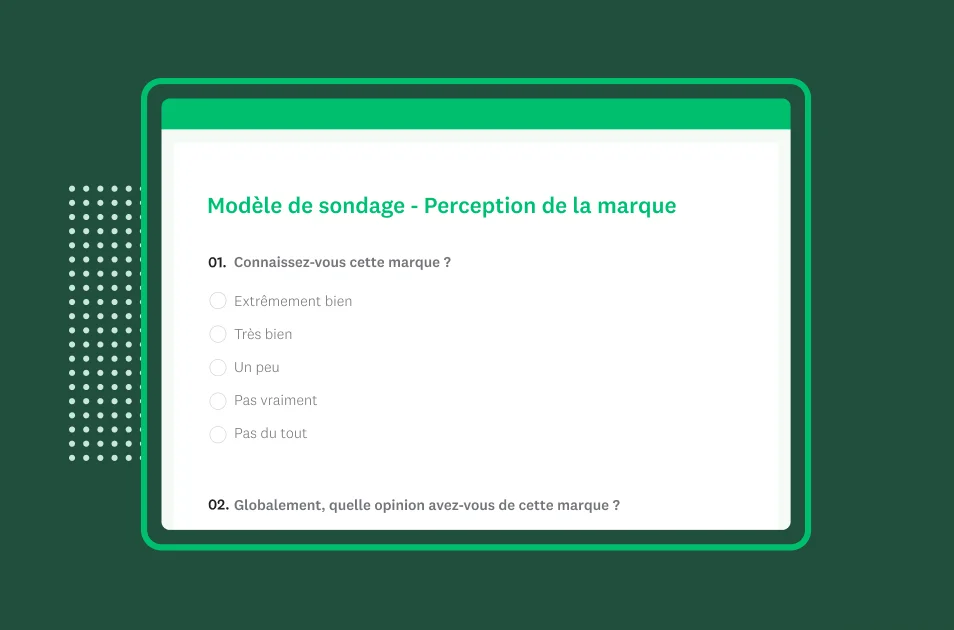 Capture d’écran du modèle de sondage SurveyMonkey sur la perception de la marque