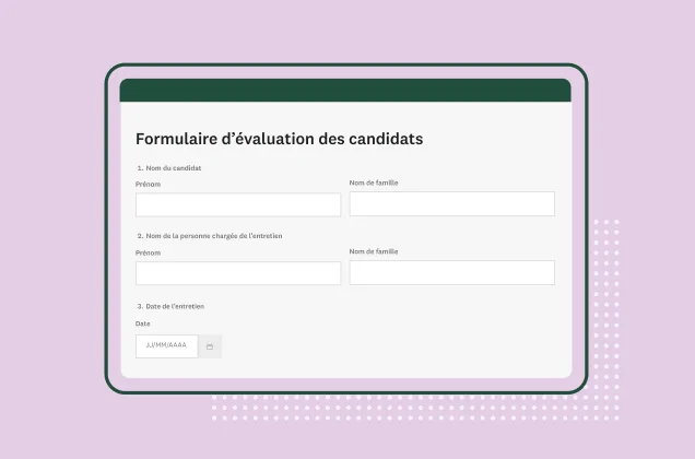 Capture d’écran du modèle de formulaire d’évaluation des candidats SurveyMonkey