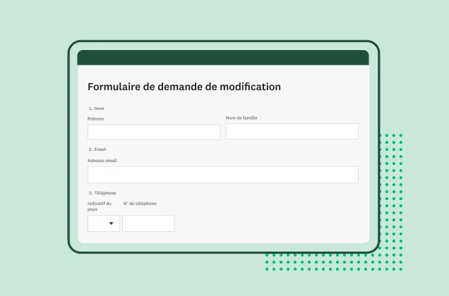Capture d’écran du formulaire de demande de modification SurveyMonkey