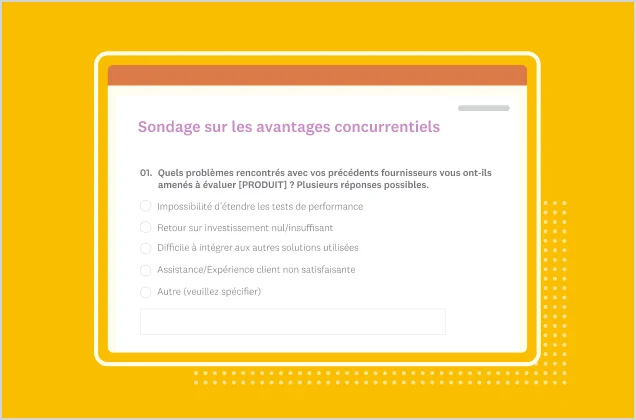 Capture d’écran du modèle de sondage SurveyMonkey sur les avantages concurrentiels