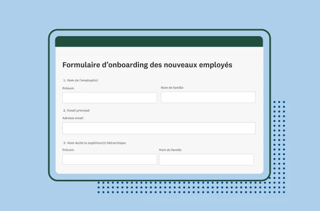 Capture d’écran du modèle de formulaire SurveyMonkey d’onboarding des nouveaux employés