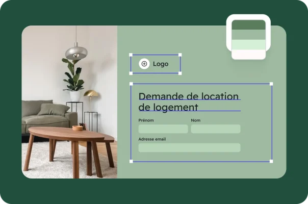Un écran présentant un formulaire de demande de location de logement avec des options de conception