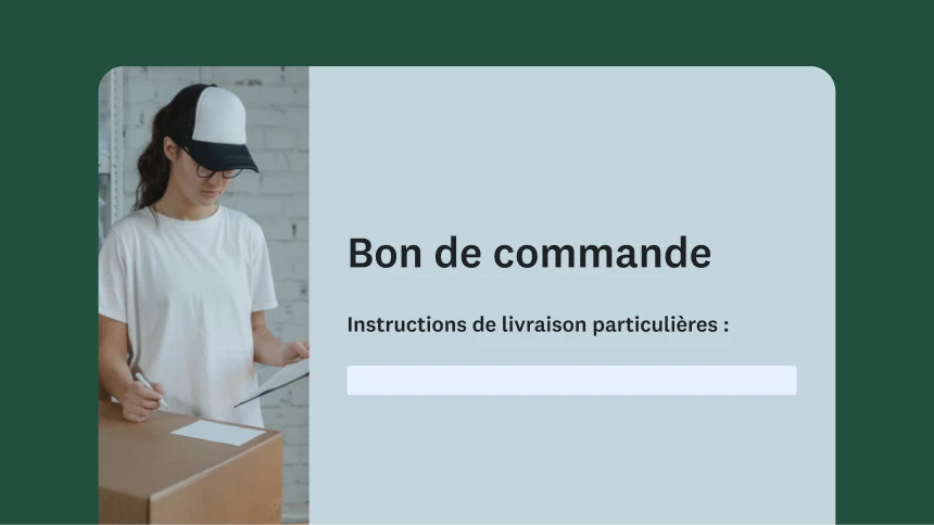 Un champ de bon de commande permettant de saisir des instructions de livraison particulières