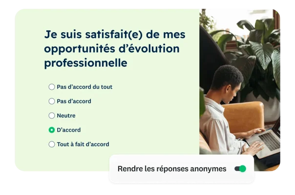 Une question de sondage demandant aux employés s’ils sont satisfaits de leurs opportunités d’évolution professionnelle