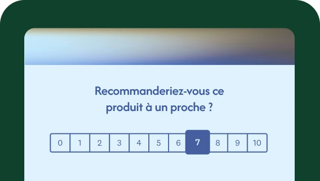Question de sondage vous demandant dans quelle mesure vous recommanderiez ce produit à des amis ou collègues
