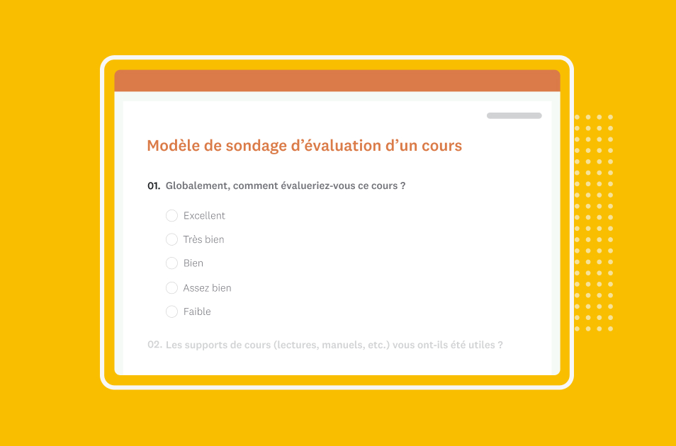 Capture d’écran d’un modèle de sondage SurveyMonkey d’évaluation des cours