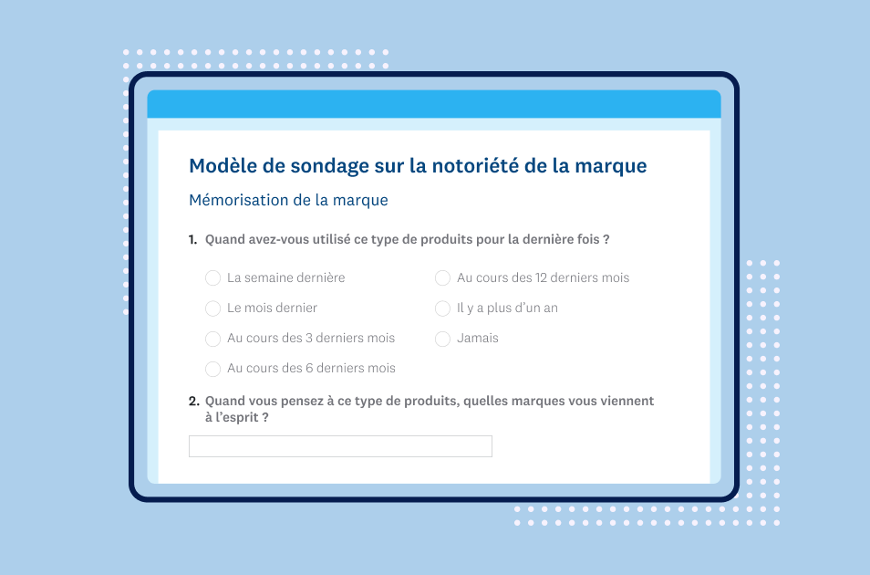 Capture d’écran du modèle de sondage SurveyMonkey sur la notoriété de la marque