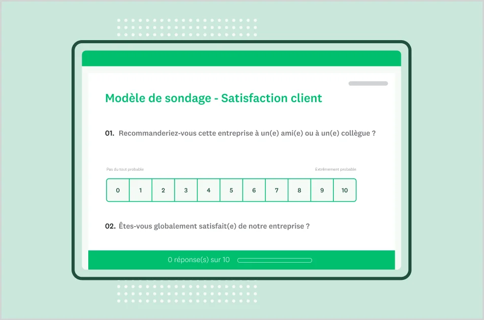 Modèle de sondage de satisfaction de la clientèle
