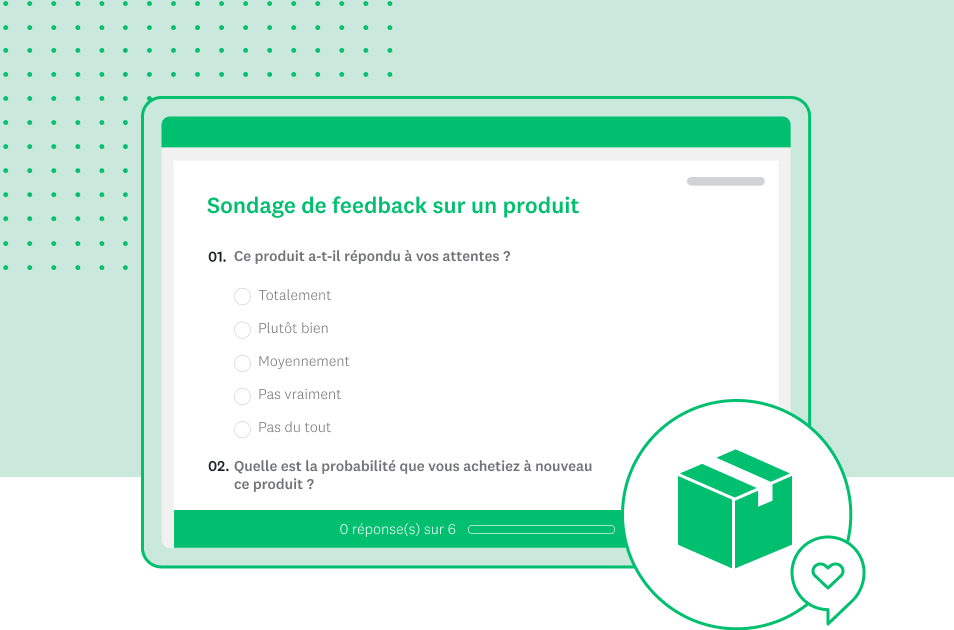 Capture d’écran du modèle de sondage SurveyMonkey sur le feedback produit