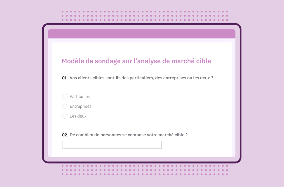 Capture d’écran du modèle de sondage SurveyMonkey sur l’analyse du marché cible