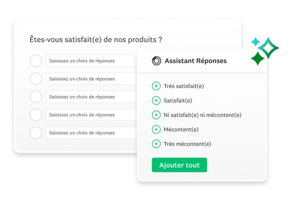 Capture d’écran de l’Assistant Réponses suggérant des réponses à une question de sondage