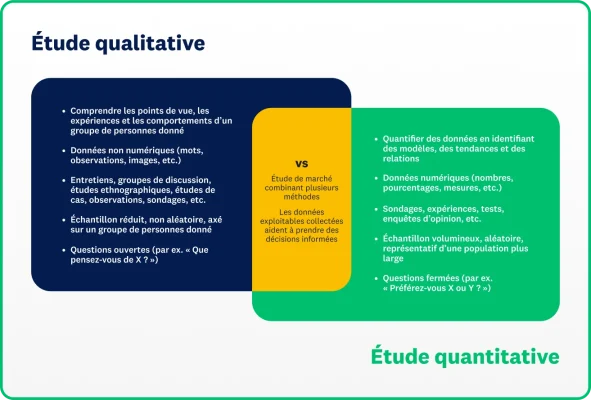 Diagramme de Venn présentant une comparaison entre étude qualitative et étude quantitative