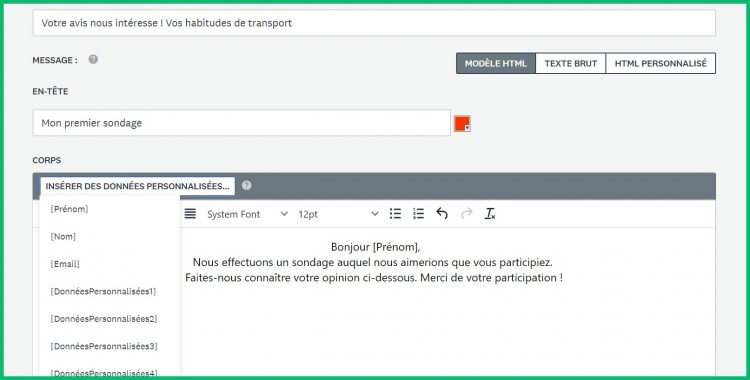 tags de personnalisation