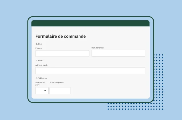 Capture d'écran d'un formulaire de commande de travaux
