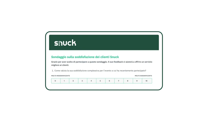 Schermata verde di un'indagine CSAT