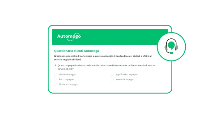 Sezione di indagine sull'esperienza dei clienti per l'azienda Automago