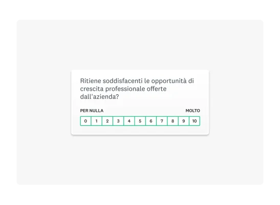 Domanda a scala Likert in cui si chiede al dipendente se ritiene soddisfacenti le opportunità di crescita professionale offerte dall'azienda