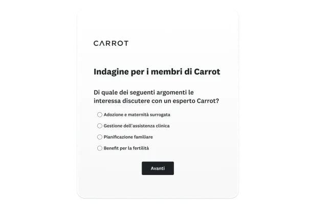 Domanda di un'indagine Carrot