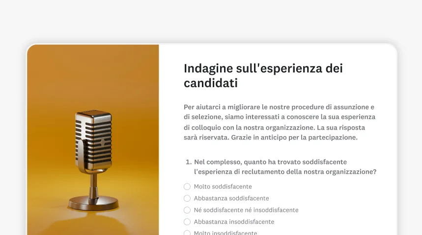 Schermata del modello di questionario sull'esperienza dei candidati di SurveyMonkey