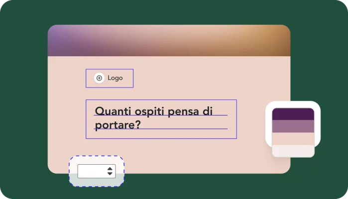 Schermata di creazione dell'indagine, che mostra la possibilità di personalizzare il questionario con colori, caratteri, loghi e testo diversi