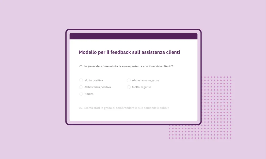Schermata del modello per il feedback dei clienti di SurveyMonkey