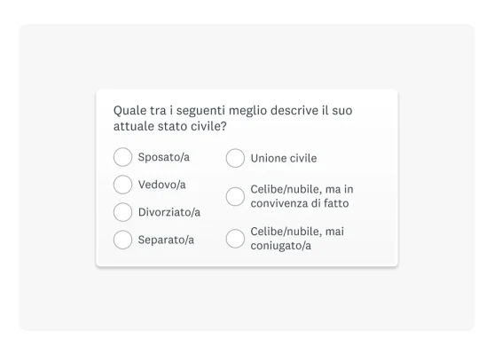 Domanda demografica che chiede di indicare l'attuale stato civile
