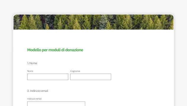 Schermata del modello per moduli di donazione di SurveyMonkey