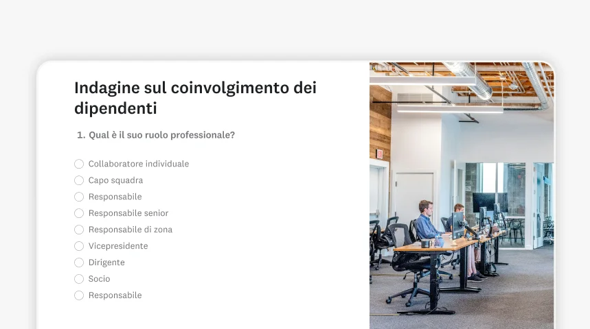 Schermata del modello di indagine sul coinvolgimento dei dipendenti di SurveyMonkey