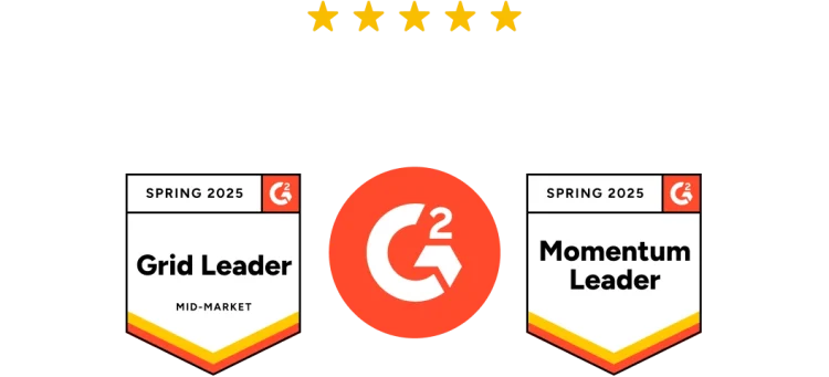 Più di 14.000 recensioni a 5 stelle su G2.com e due contrassegni che indicano SurveyMonkey come Grid Leader for Mid Market e Momentum Leader per la primavera 2025