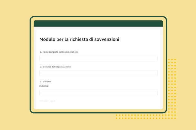 Schermata di un modello per modulo di richiesta sovvenzioni di SurveyMonkey