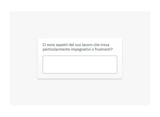Esempio di domanda di indagine che chiede ai dipendenti se trovano il loro lavoro impegnativo o frustrante