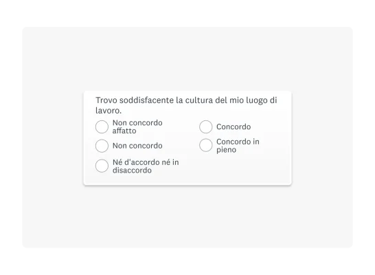 Esempio di domanda a scala Likert in formato indagine