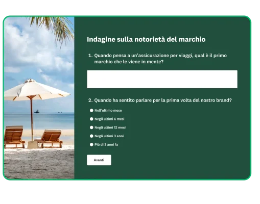 Schermata di un'indagine sulla notorietà del marchio