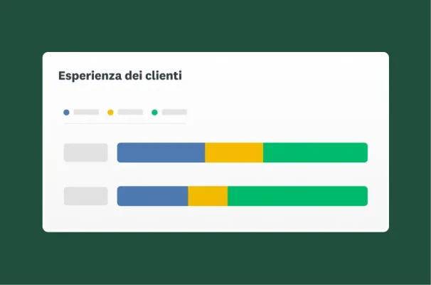 Schermata di grafici a barre relativi all'esperienza dei clienti