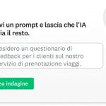 Schermata dell'IA di SurveyMonkey in cui si chiede all'utente di scrivere un prompt per generare automaticamente un questionario