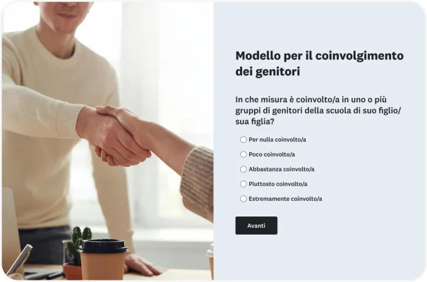 Indagine sul coinvolgimento dei genitori con domanda "In che misura è coinvolto/coinvolta in uno o più gruppi di genitori della scuola di suo figlio/sua figlia?"