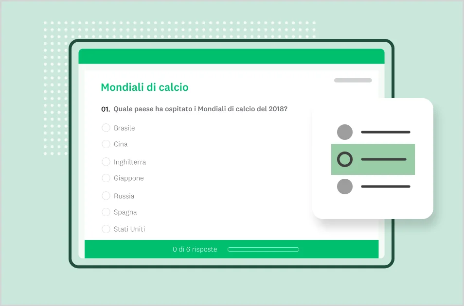 Schermata del modello di quiz sui Mondiali di calcio di SurveyMonkey