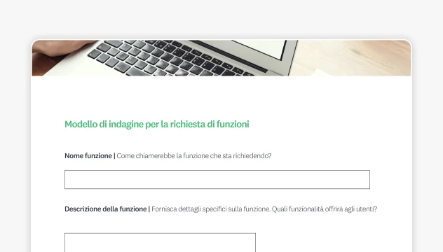 Schermata del modello per moduli di richiesta di SurveyMonkey