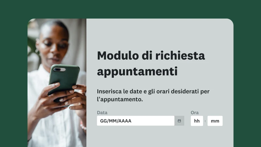 Schermata di modello per moduli di richiesta appuntamenti